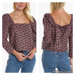 Madewell Purple Floral Marilyn Top Size Medium
